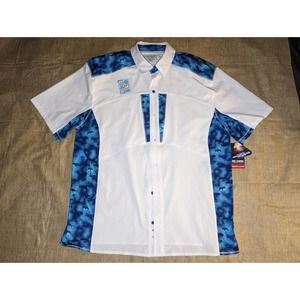 Reel Legends By Aqua Flauge Mens XL Short sleeve White and Blue breathable
